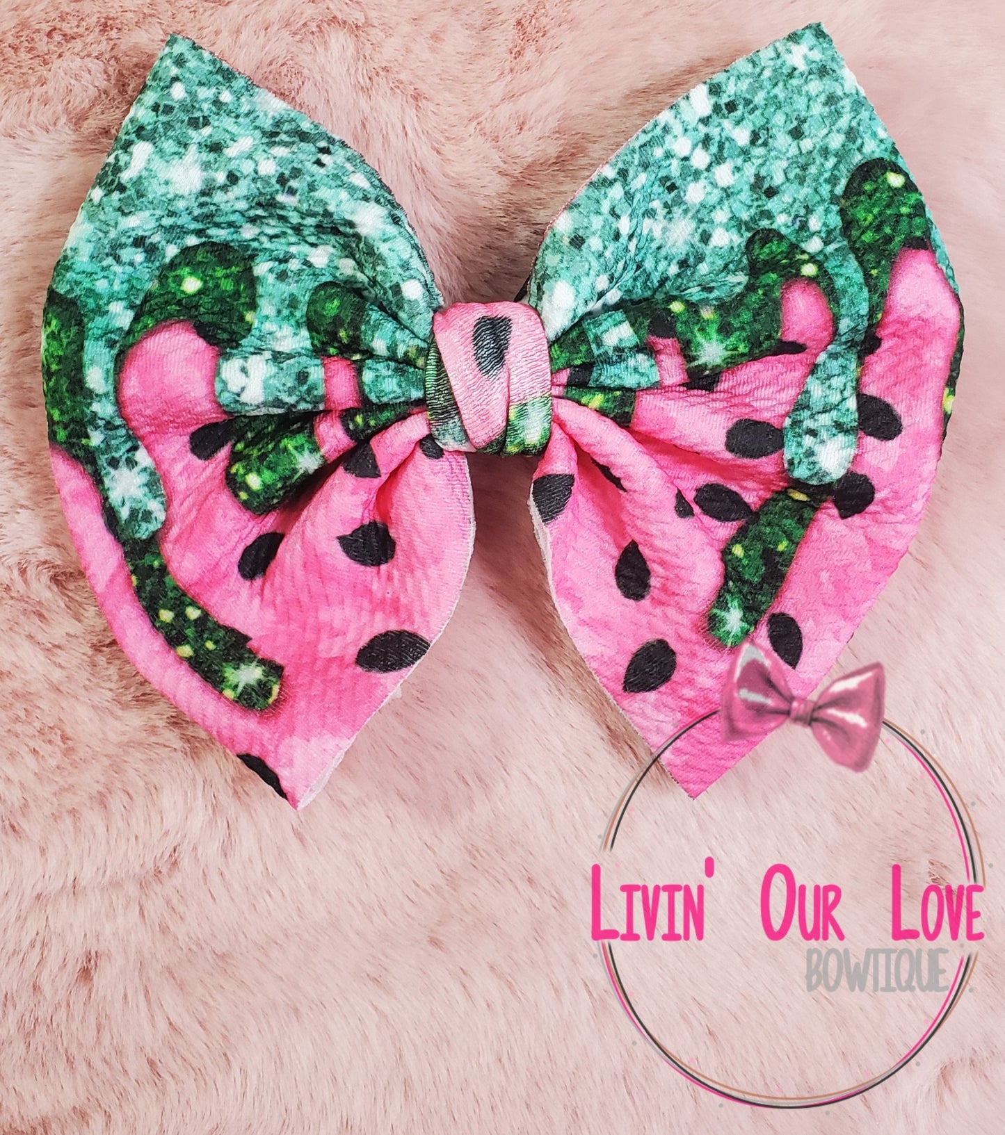 Pink Watermelon Glitter Drip - Livin' Our Love Bowtique